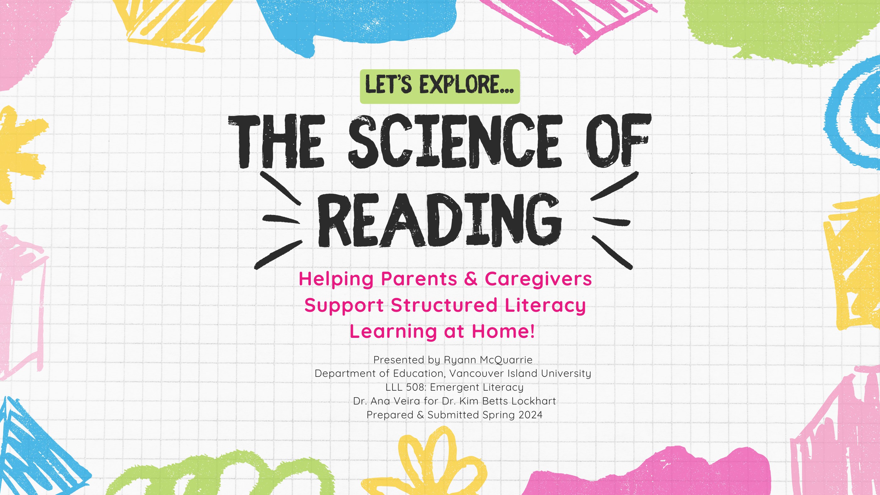 Title slide for the early literacy and science of reading family workshop