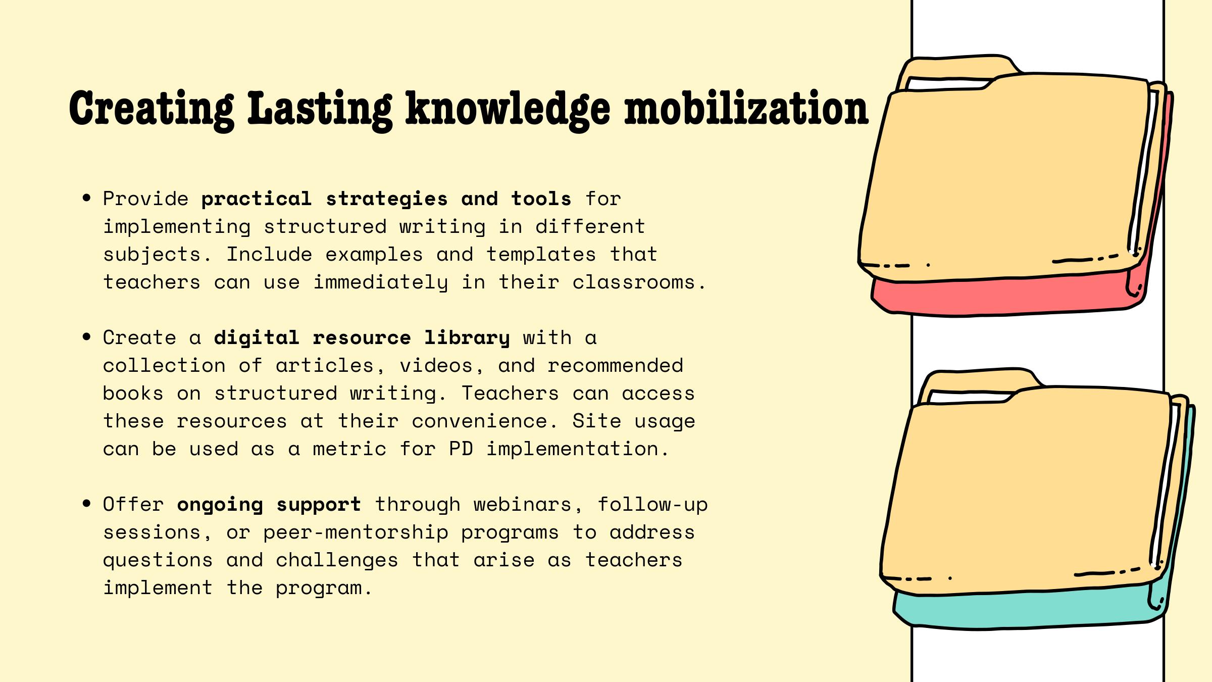 Presentation slide outlining supports for lasting knowledge mobilization